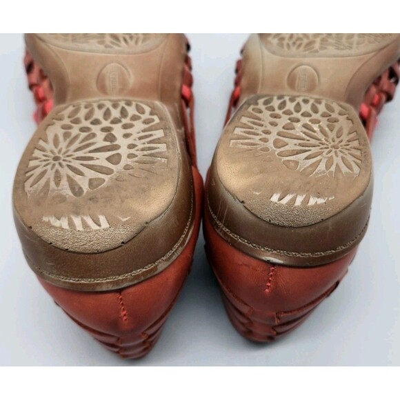 Footsmart Tejidas Women's Leather Sandals Brown Red 8M Closed Toe 90's Y2K - Picture 8 of 16